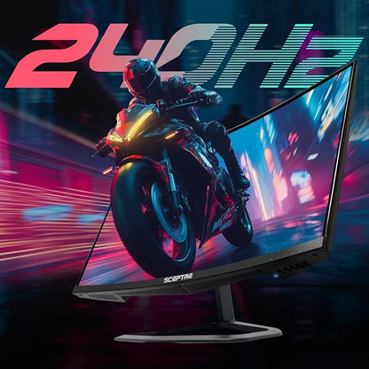 📺🔥Scepter. 24.5” Curved Prime Gaming Monitor — 240Hz / 1ms / R1500 — Machine Black (C255B‑FWT240 Series)