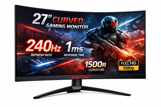 🎮🔥 Sceptre 27” Curved Gaming Monitor — 240Hz / 1ms / 1500R — Machine Black (Radio Modern Shack Edition)