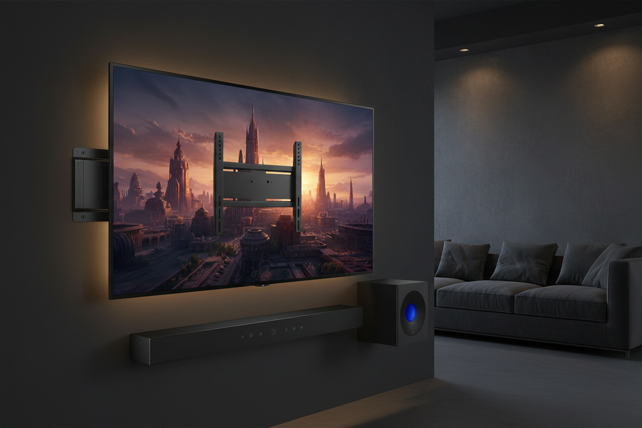 📺🔊🔥 Home Theater Upgrade Bundle – 50" 4K Smart TV + 2.1 Soundbar + Subwoofer + Wall Mount