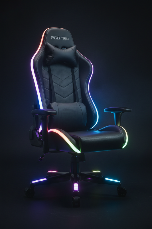 🪑🌈⚡ LED Gaming Chair (RGB Trim) – Adjustable Ergonomic Comfort