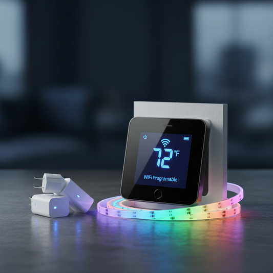 🏠⚡💡 Smart Home Energy Saver Bundle – Thermostat + Smart Plugs + LED Light Strip