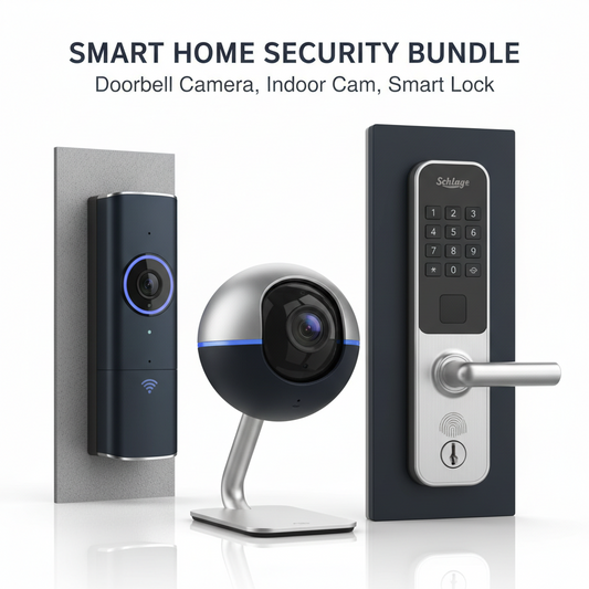 🏠📸🔐 Smart Home Security Bundle – Doorbell Cam + Indoor Cam + Smart Door Lock